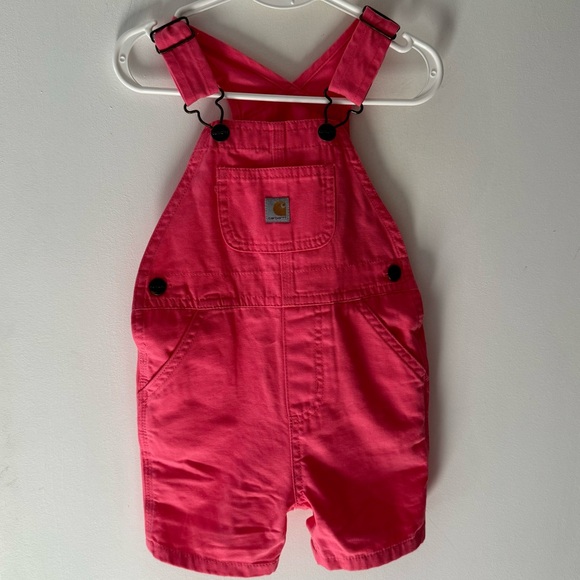 Carhartt Bright Pink Baby Shorts Overalls - 18 months - Picture 1 of 5